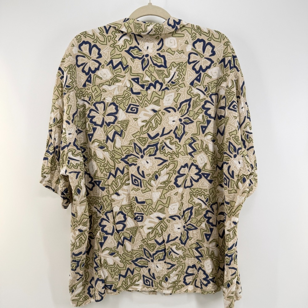 ASOS DESIGN Boxy Revere Shirt Men Large Oversized Viscose Green Hawaiian Floral - Picture 7 of 8